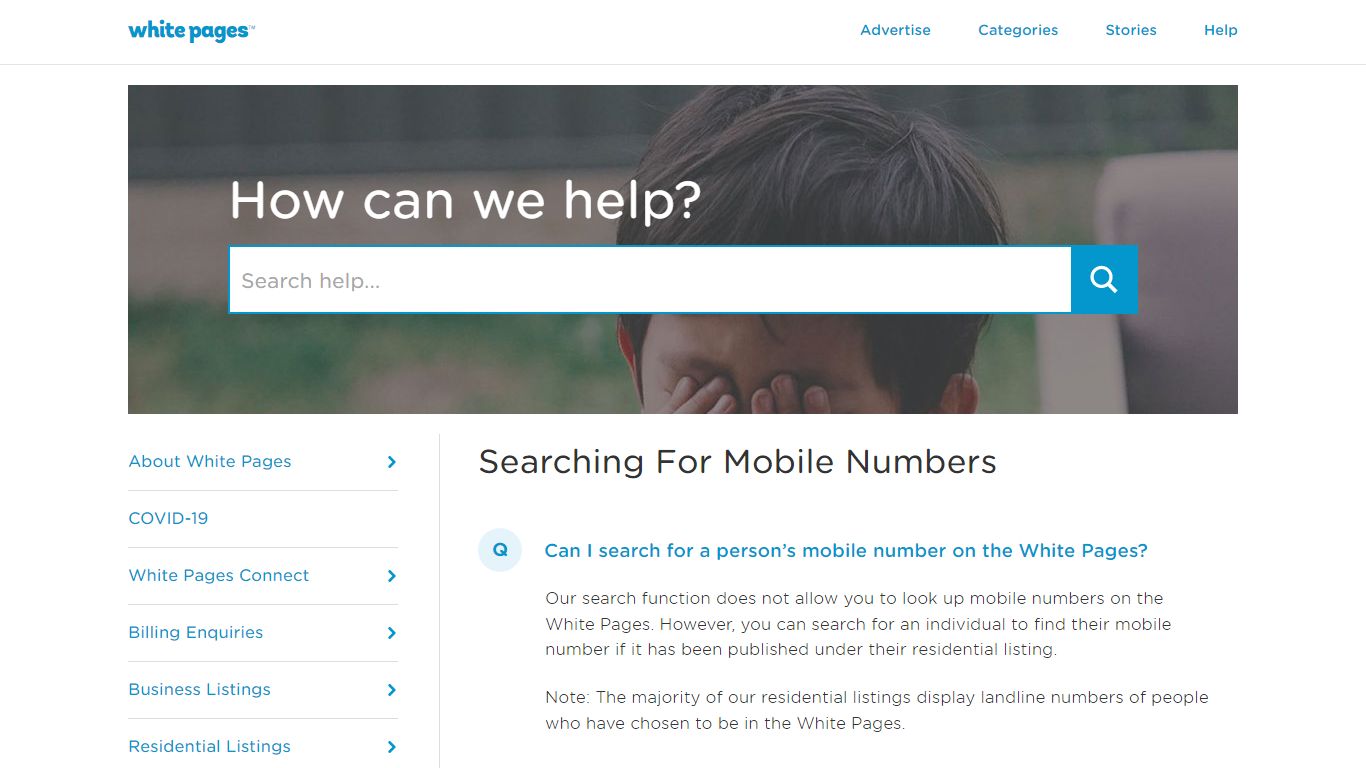 Searching for mobile numbers | White Pages Help